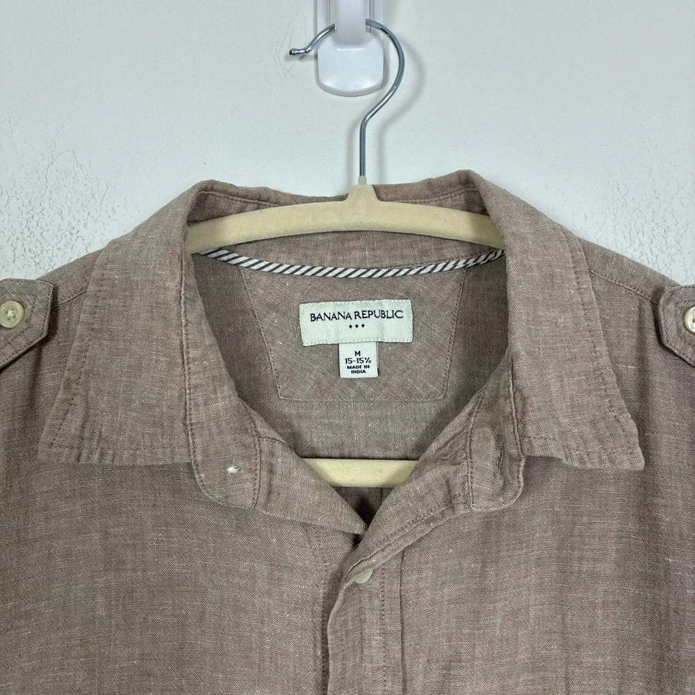 Banana Republic Linen Cotton Safari Short Sleeve Button Down Shirt Men's Medium